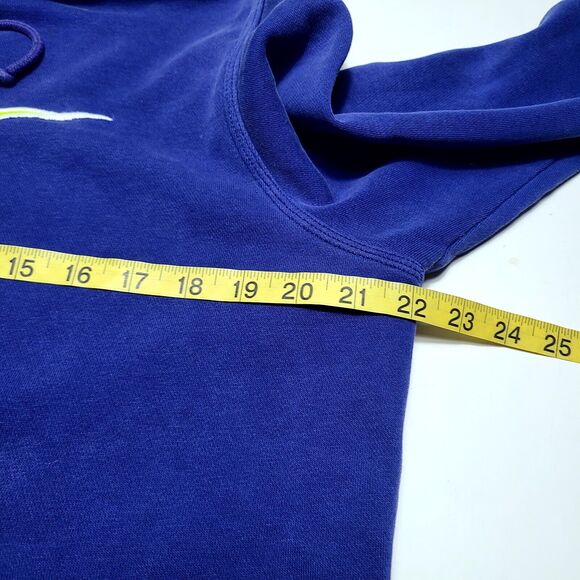VTG Nike Hoodie Sweatshirt Blue Neon Green Center Swoosh Men's Medium - Picture 7 of 9